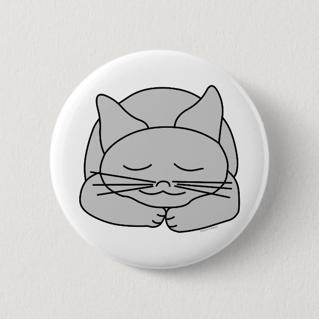 Sleeping Grey Cat 6 Cm Round Badge (Front)