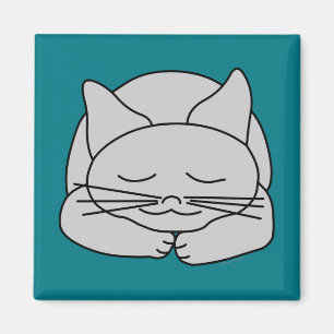Sleeping Grey Cat Magnet