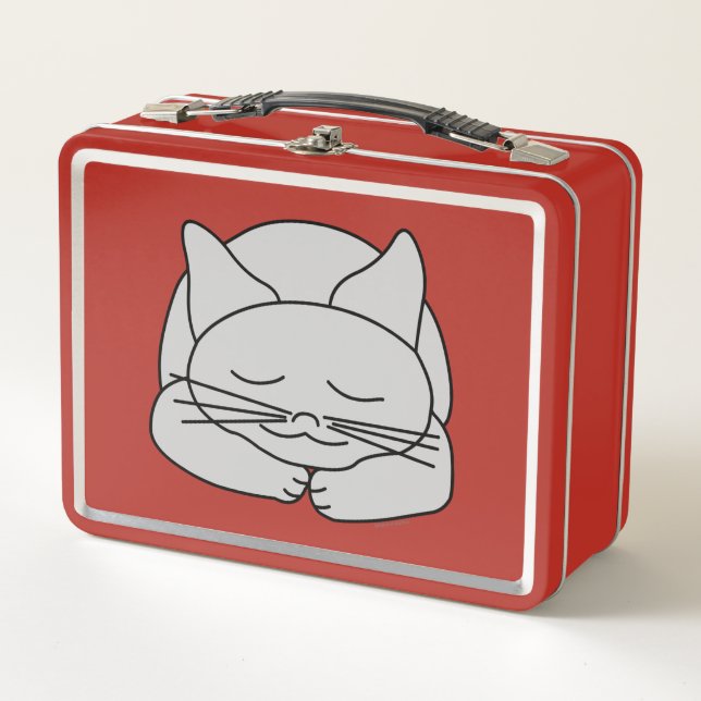 Sleeping Grey Cat Metal Lunch Box (Front)