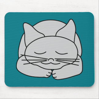 Sleeping Grey Cat Mouse Pad