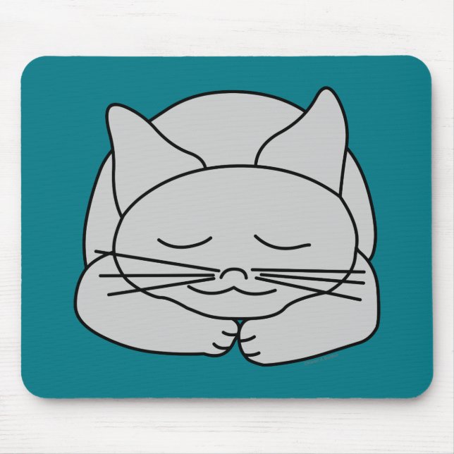 Sleeping Grey Cat Mouse Pad (Front)