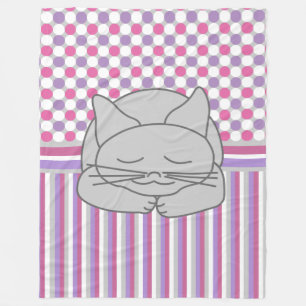 Sleeping Grey Cat Pattern Fleece Blanket