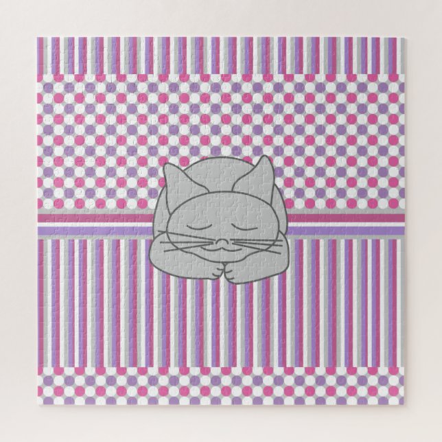 Sleeping Grey Cat Pattern  Jigsaw Puzzle (Vertical)