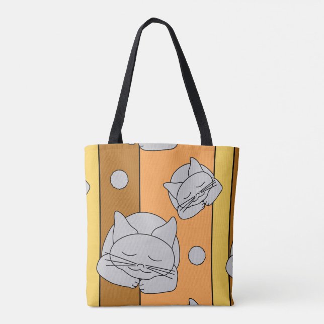 Sleeping Grey Cat Tote Bag (Back)