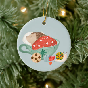 Sleeping Hedgehog Ceramic Ornament