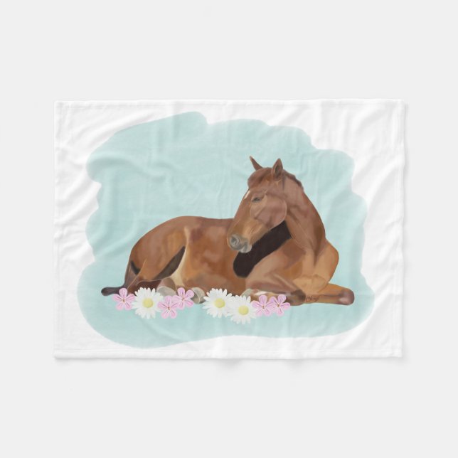 Sleeping Horse Fleece Blanket (Front (Horizontal))