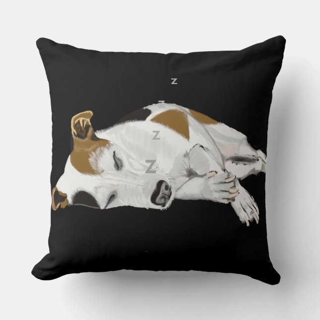 Sleeping Jack Russell Cushion (Front)