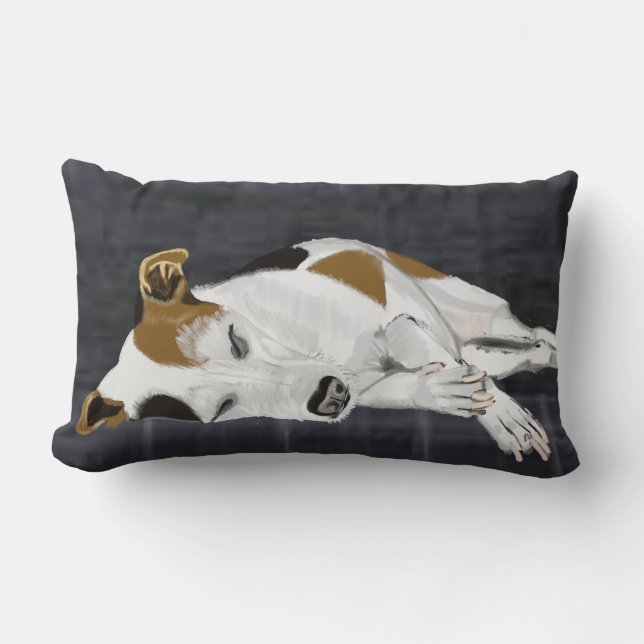 Sleeping Jack Russell on Dark Charcoal Dog Bed Lumbar Cushion (Front)