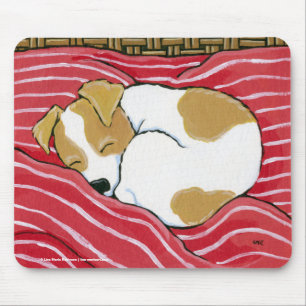 Sleeping Jack Russell Puppy Dog Art Mouse Pad