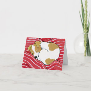 Sleeping Jack Russell Puppy Dog Art Note Card