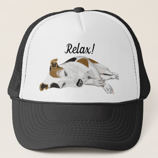 Sleeping Jack Russell Trucker Hat (Front)