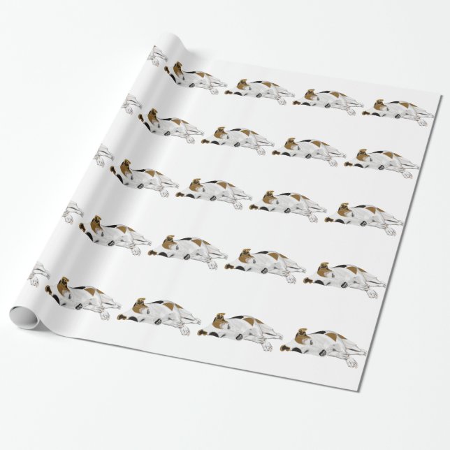 Sleeping Jack Russell Wrapping Paper (Unrolled)