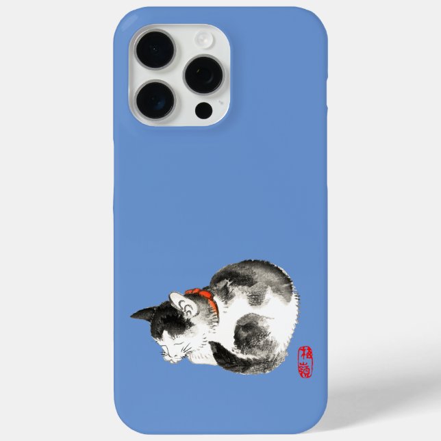Sleeping Japanese Cat Black and White Case-Mate iPhone Case (Back)