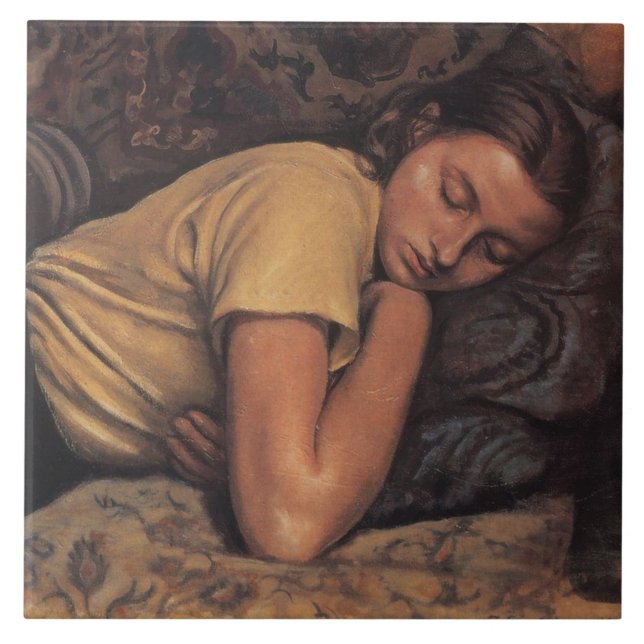 Sleeping Katya (by Serebriakova) Ceramic Tile (Front)
