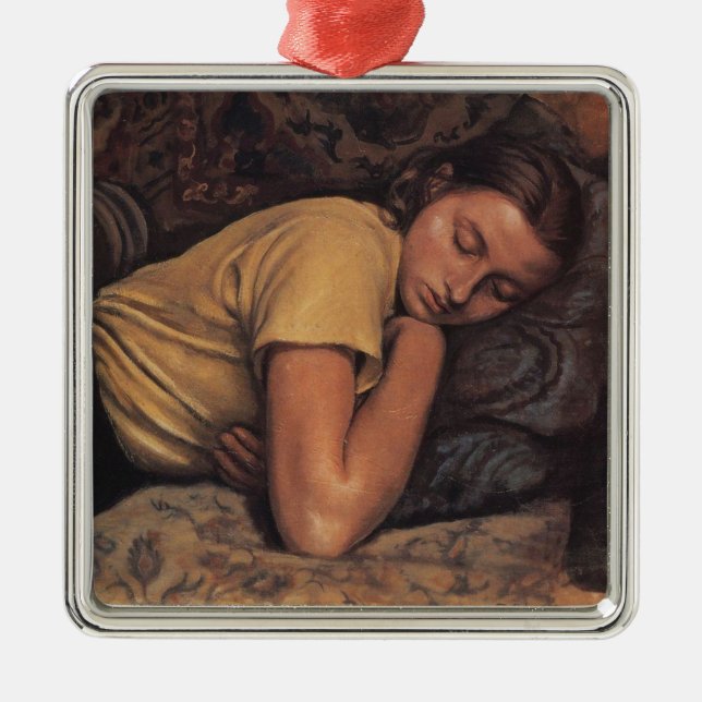 Sleeping Katya (by Serebriakova) Metal Ornament (Front)
