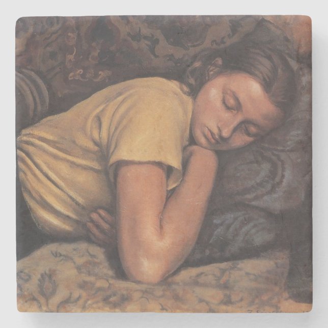 Sleeping Katya (by Serebriakova) Stone Coaster (Front)
