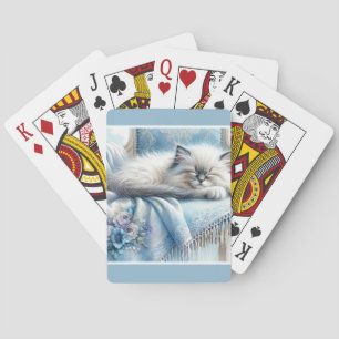 Sleeping Kitten Blue Cottagecore Dream Playing Cards