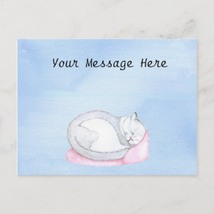 Sleeping Kitten Illustration Postcard