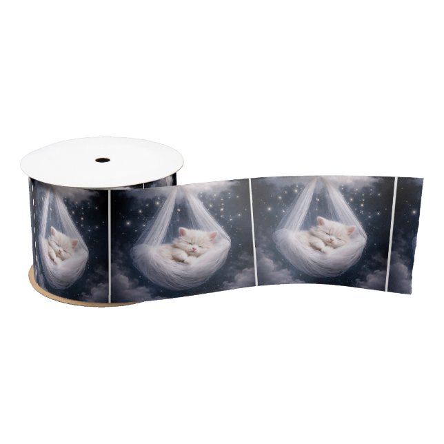 Sleeping Kitten in a Tulle Hammock Satin Ribbon (Spool)