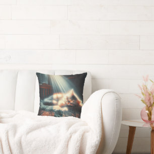 Sleeping Kitten In Sunlight Cushion