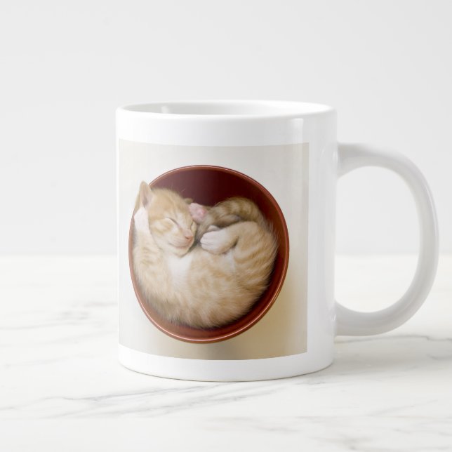Sleeping Kitten Large Coffee Mug (Right)