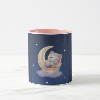 Sleeping Kitten Moon – Cute Kawaii Cat Mug