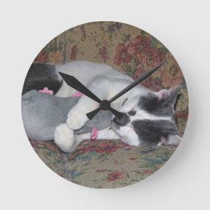 Sleeping Kitten Round Clock
