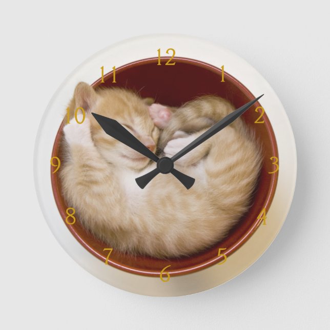Sleeping Kitten Round Clock (Front)