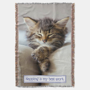 Sleeping Kitten Throw Blanket