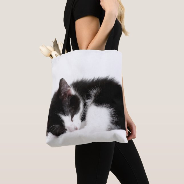 Sleeping Kitten Tote Bag (Close Up)