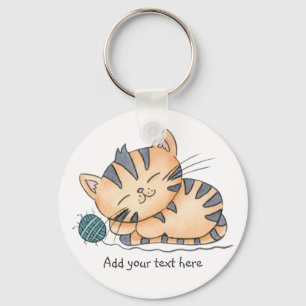 Sleeping Kitten With Wool Key Ring