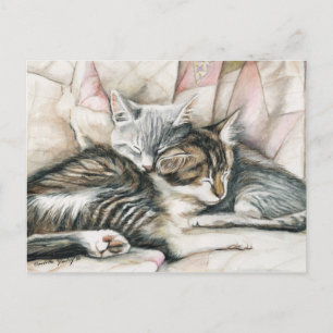 Sleeping Kittens Cat Art Postcard