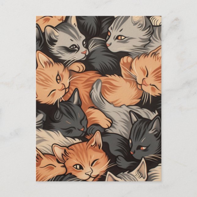 Sleeping Kittens Pattern Postcard (Front)