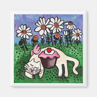 Sleeping Kitty Angel Magnet