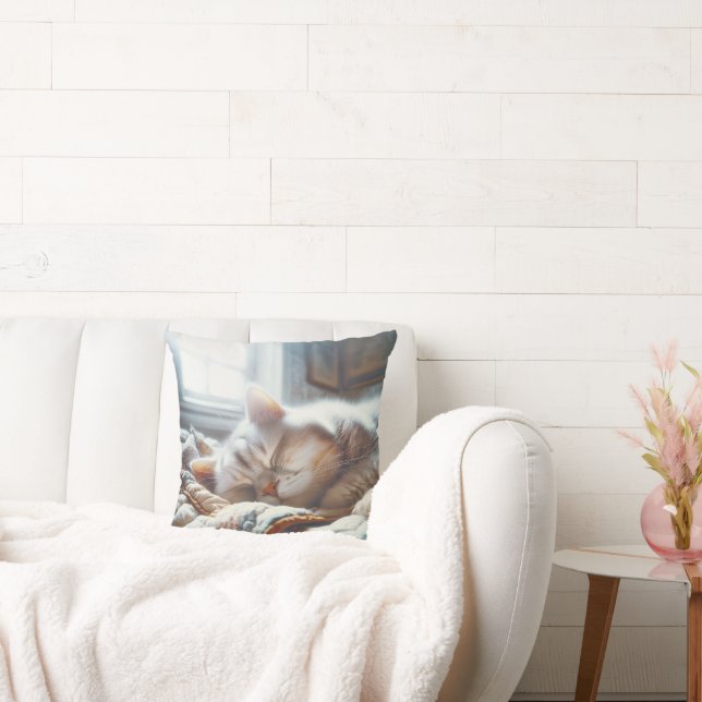 Sleeping Kitty On Old Quilt Cushion (Couch)