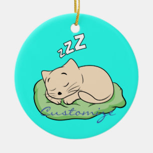 Sleeping Kitty Thunder_Cove Ceramic Ornament