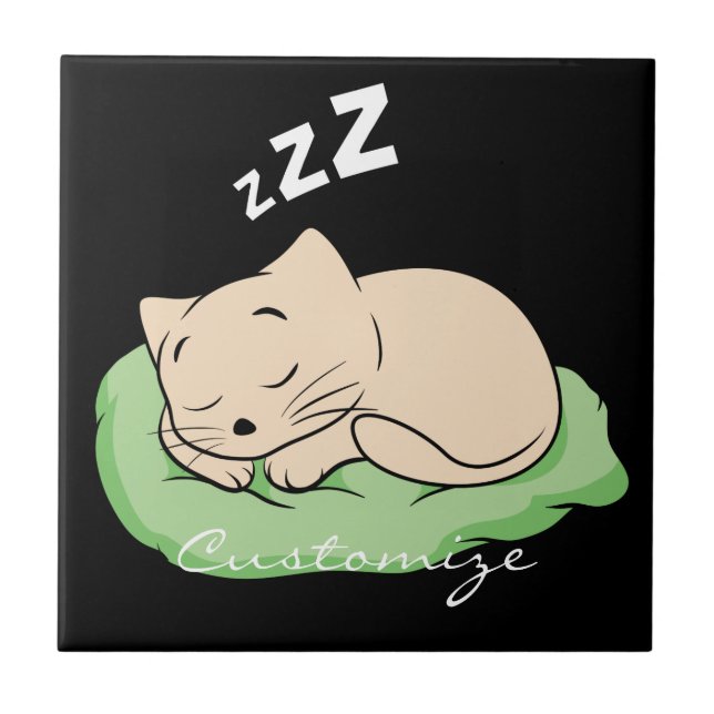 Sleeping Kitty Thunder_Cove Ceramic Tile (Front)