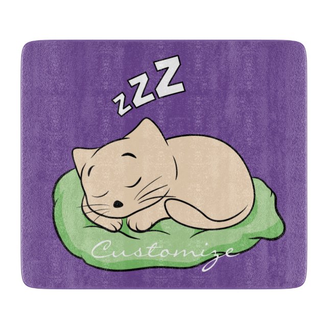 Sleeping Kitty Thunder_Cove Cutting Board (Front)