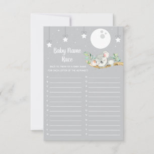 Sleeping Koala Baby Shower Game Baby Name Race Invitation