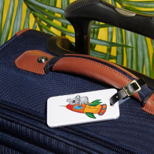 Sleeping Koala on Colourful Rocket  Luggage Tag