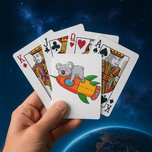 Sleeping Koala on Colourful Rocket  Playing Cards (Creator Uploaded)