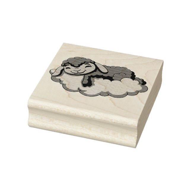 Sleeping Lamb On Cloud Rubber Stamp (Stamp)