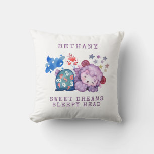 Sleeping Lamb Sweet Dreams Sleepy Head Name  Cushion