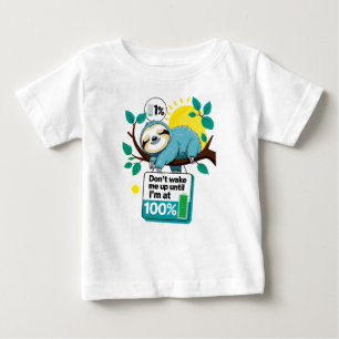 Sleeping Lazy Meme Fun 1% Battery Baby T-Shirt