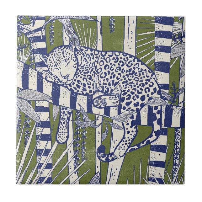 Sleeping Leopard Ceramic Tile (Front)