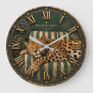 Sleeping Leopard Luxury Jungle Large Clock