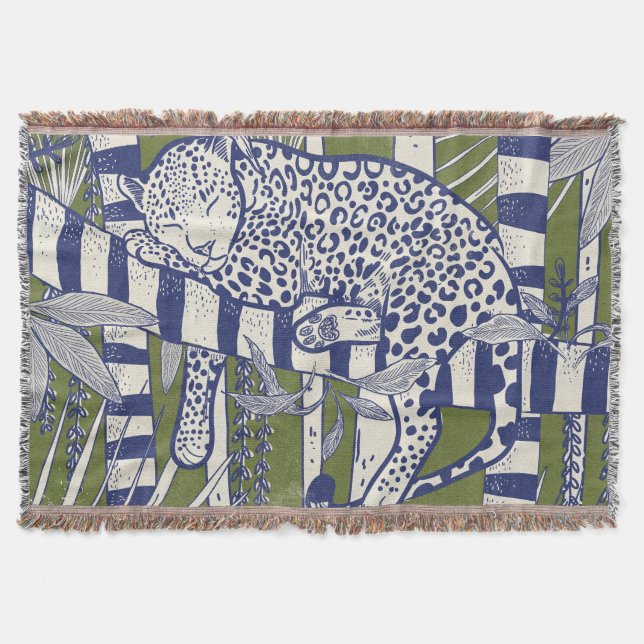 Sleeping Leopard Throw Blanket (Front)