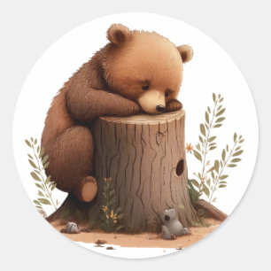 Sleeping Little Bear Classic Round Sticker