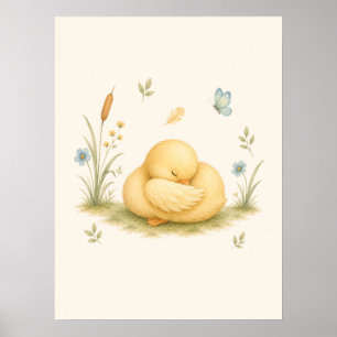 Sleeping Little Duck Nursery Poster