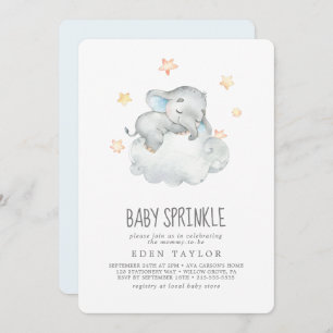 Sleeping Little Elephant Boy Baby Sprinkle Invitation